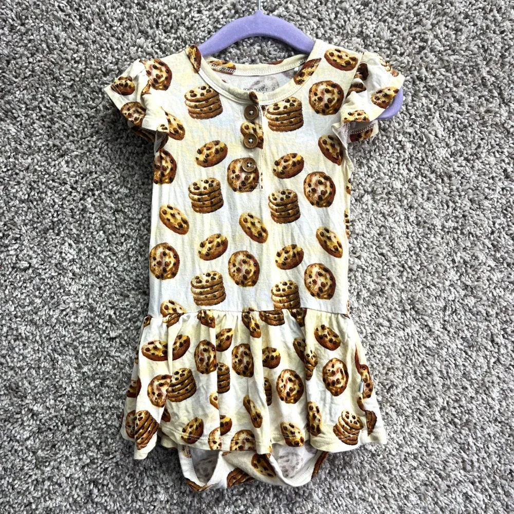 Posh Peanut Chocolate Chip Cookie Bamboo Ruffle Skirted One Piece in Size 18-24M